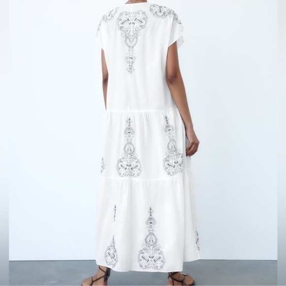 ZARA EMBROIDERED MIDI DRESS - Picture 5 of 8